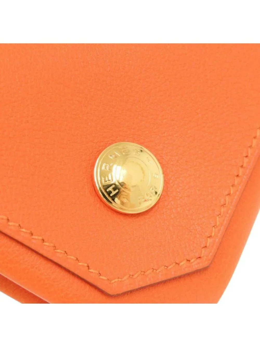 Hermes Levain Quatre Vo Garibaldi Orange Gold Coin Case